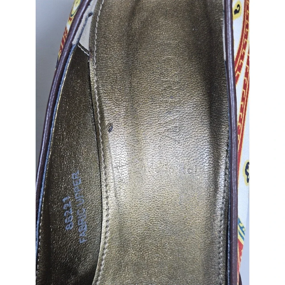 J.Crew Paisley Print Peep Toe Pump Heels Chain Detail Silk Fabric Made Italy 9.5